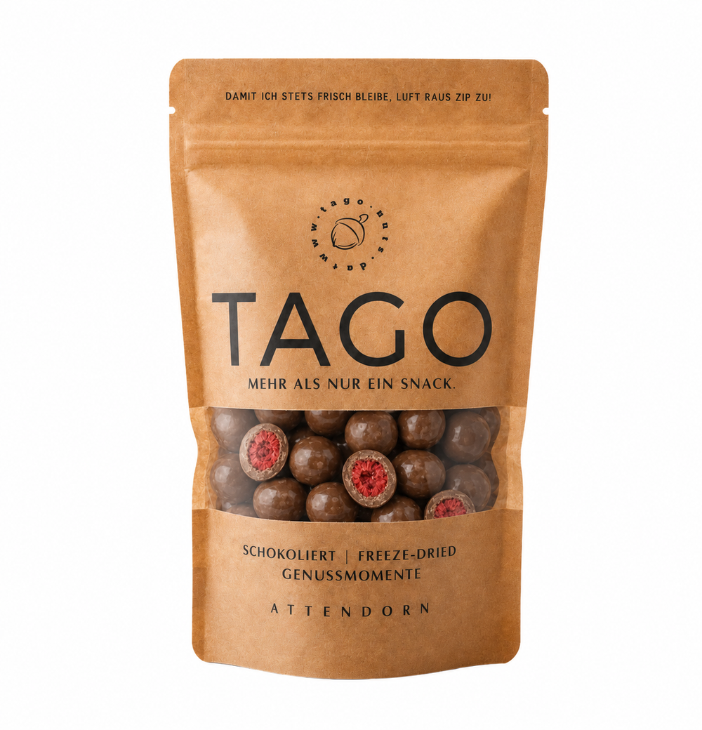 TAGO Gefriergetrocknete Himbeeren in Vollmilchschokolade