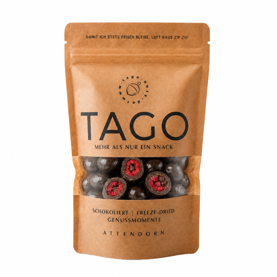 TAGO Gefriergetrocknete Himbeeren in Zartbitterschokolade