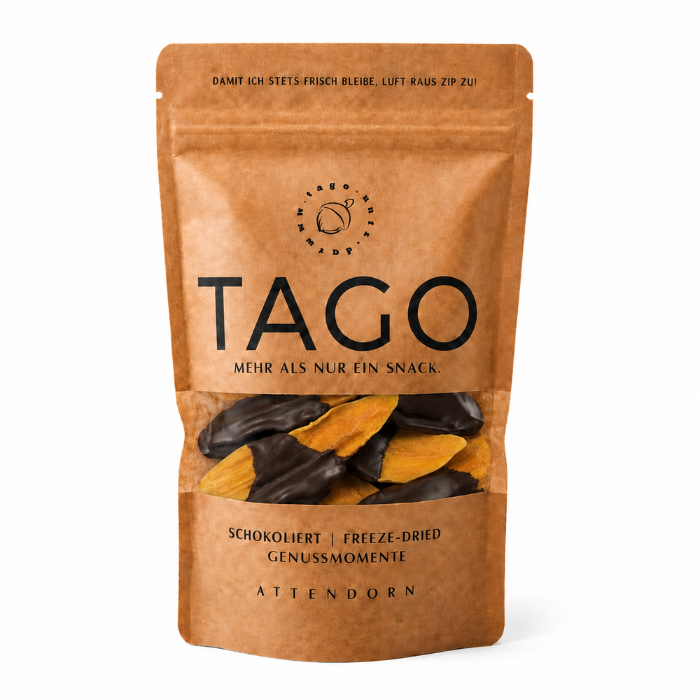 TAGO Mango Strips gedippt in Zartbitterschokolade